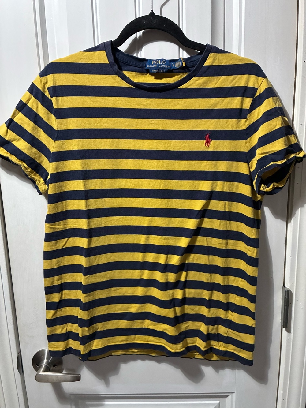 Ralph Lauren Yellow and Navy Striped Crewneck Tee